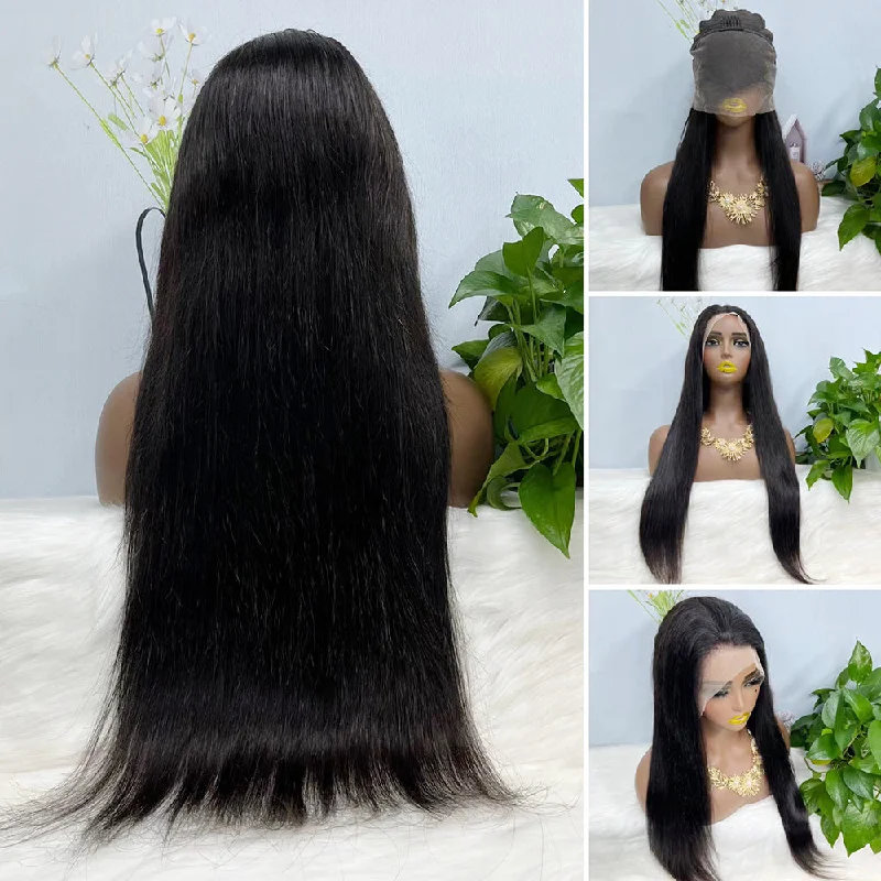 Lace wig with a wavy texture for a beachy look13*4 Lace Wig Straight Natural Color Virgin Human Hair Wigs 200% Density Color NC