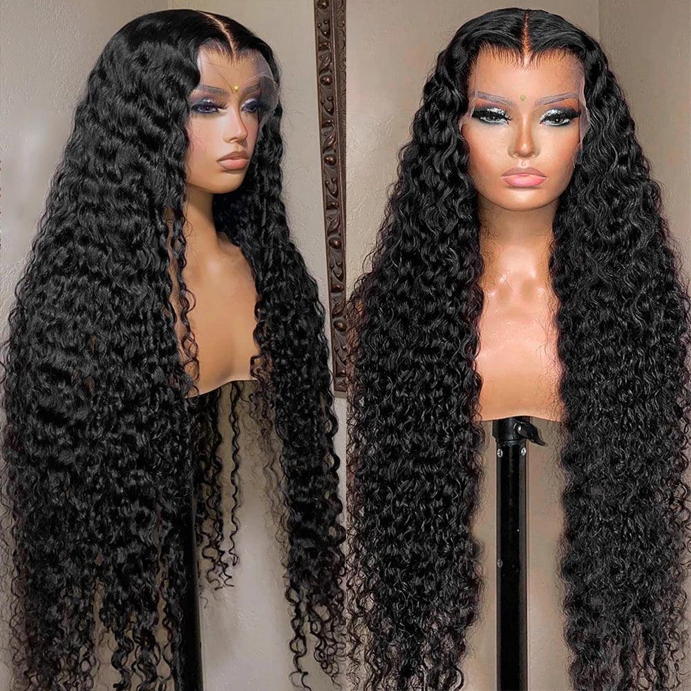 Lace wig with a middle - part for a classic and elegant style13x4 13x6 Real HD Lace Frontal Wig Curly Wave Virgin Human Hair