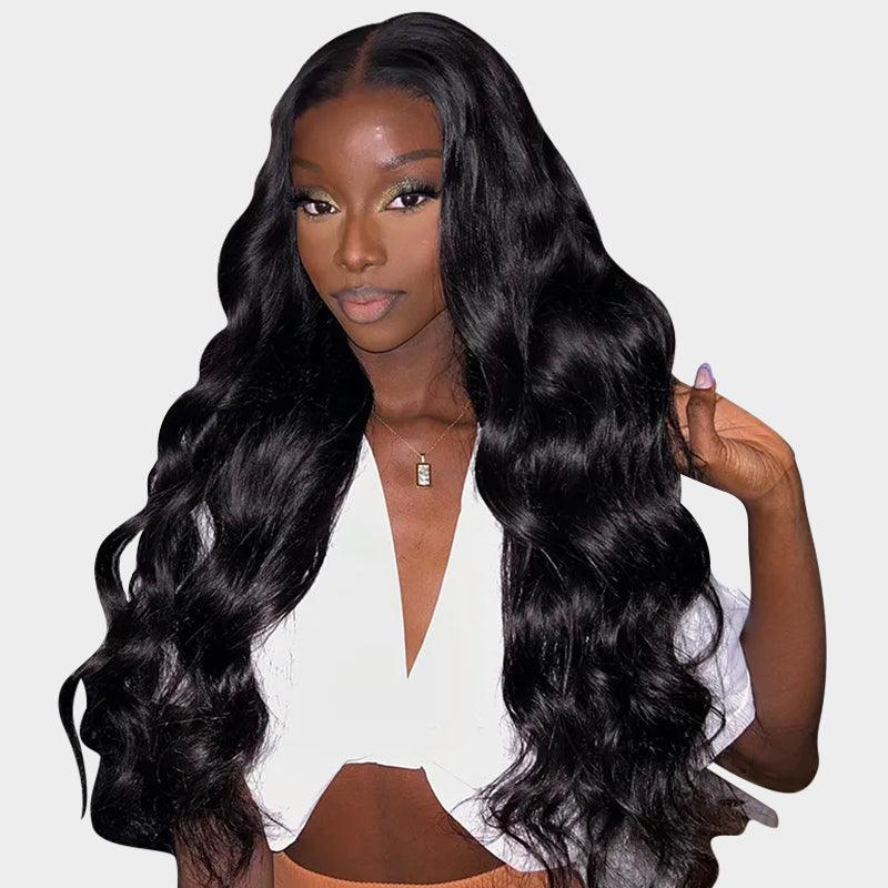 Lace wig in a chocolate - brown color for a rich and warm appearance13x4 Transparent Lace Wig Body Wave Skin Melt Lace Front Human Hair Wigs