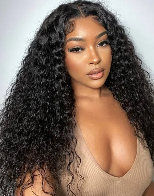 Lace wig with a 200 - density for a full and thick appearance13x5 HD Lace Pre Everything Water Wave Wig Pre Cut Lace Wig