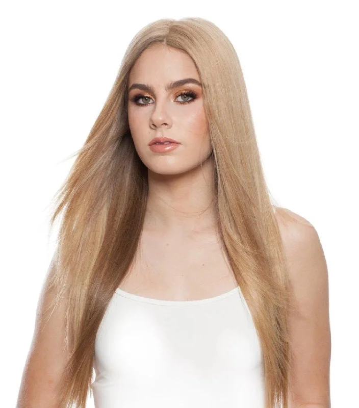 Human - hair wig with a honey - blonde color for a warm and sunny look301T F-Top Blend 1" Tape -tab by WIGPRO: Hand Tied Human Hair Piece