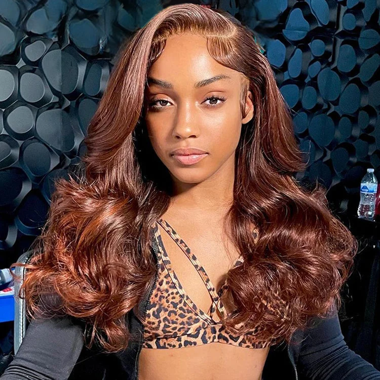 Colored wig with a curly texture for a bold and stylish choice#4 Dark Brown Colored Human Hair Wigs 16-32 inch Skin Melt 13x4/13x6 HD Lace Front Wig