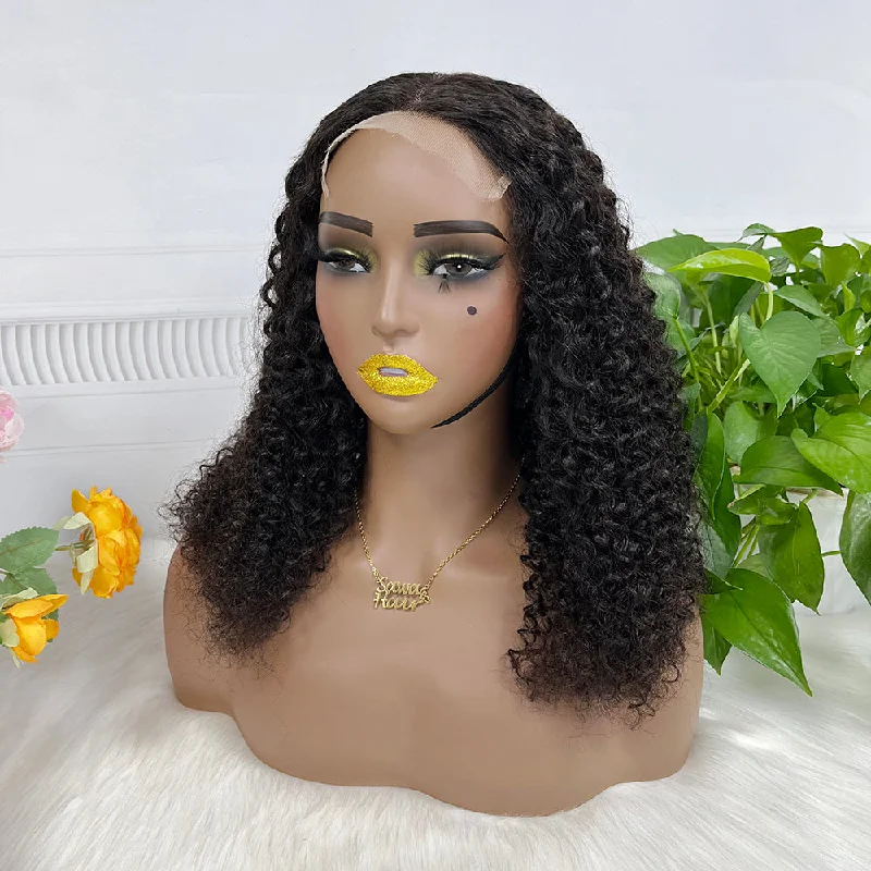 Lace wig with a honey - blonde color for a warm and sunny appearance5*5 HD Glueless Lace Wig Jerry Curl Natural Human Hair Lace Wigs 20 inch 250% Density