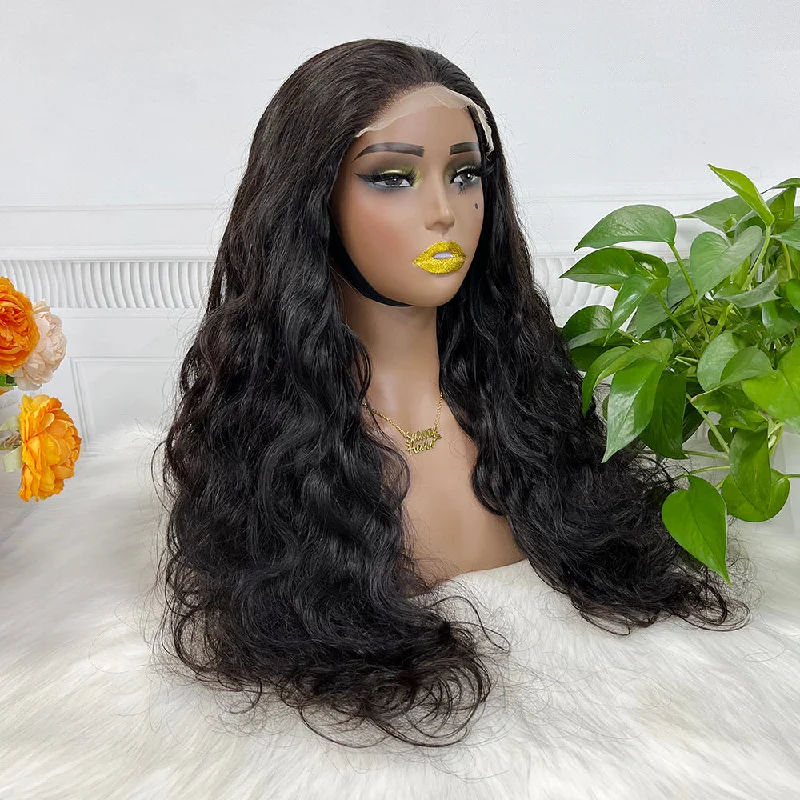 Adjustable - cap lace wig for a comfortable fit5*5 HD Glueless Lace Wig Natural Wave Virgin Human Hair Lace Wigs Natural Color 250% Density