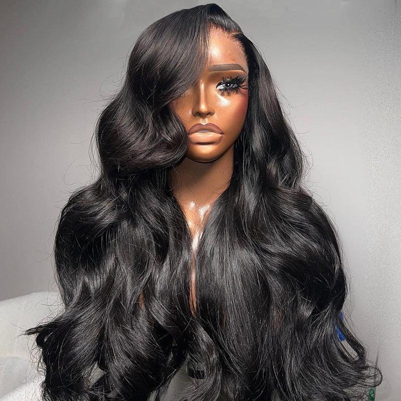 Lace wig with a 13x4 lace frontal for a wide - parting area7x5 Glueless Wig Wear Go Brazilian Body Wave Human Hair