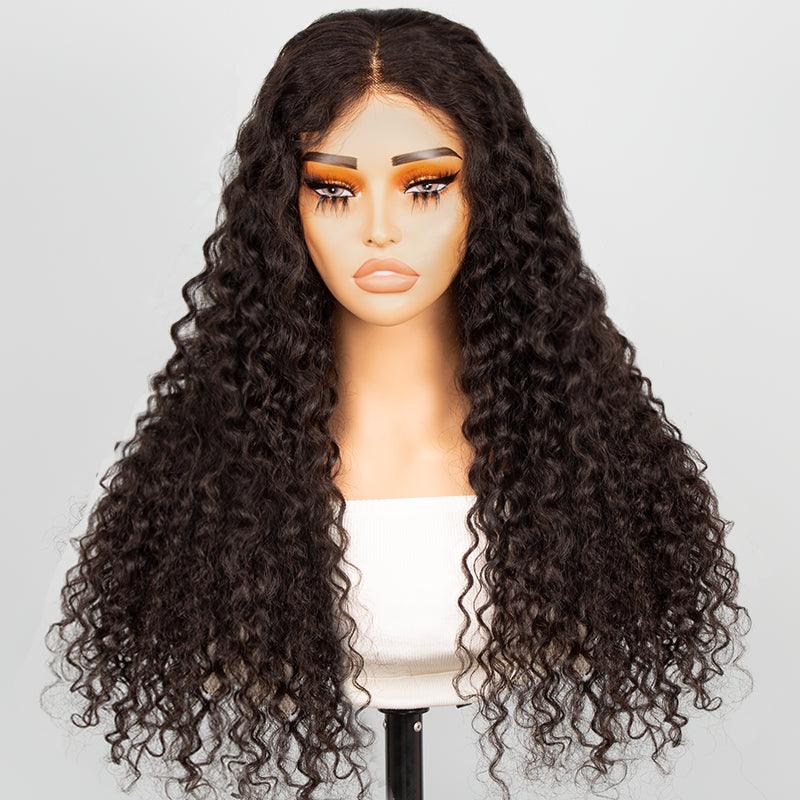 Lace wig with a middle - part for a classic and elegant style5x5 Glueless Wig Wear Go Brazilian Deep Curly Human Hair