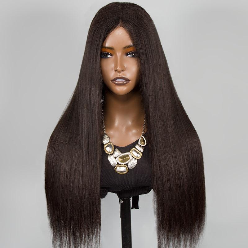 Lace wig with a side - swept bang for a sophisticated look5x5 Glueless Wig Wear Go Brazilian Straight Human Hair