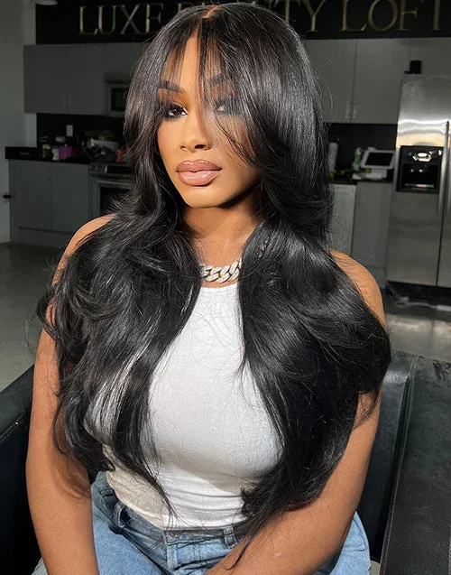 Lace wig with a silk - base cap for a comfortable and smooth feel7x5 New Curtain Bangs Glueless HD Lace Wig Trendy Style Human Hair Wigs