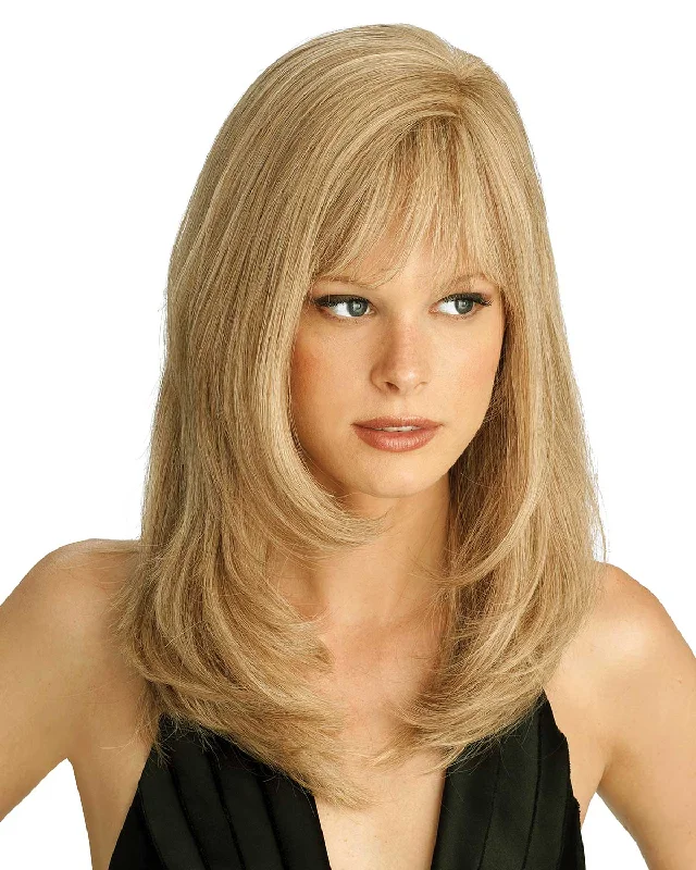 Human - hair wig with a wispy fringe for a soft and feminine lookAmber | Monofilament Human Hair Wig by Louis Ferre