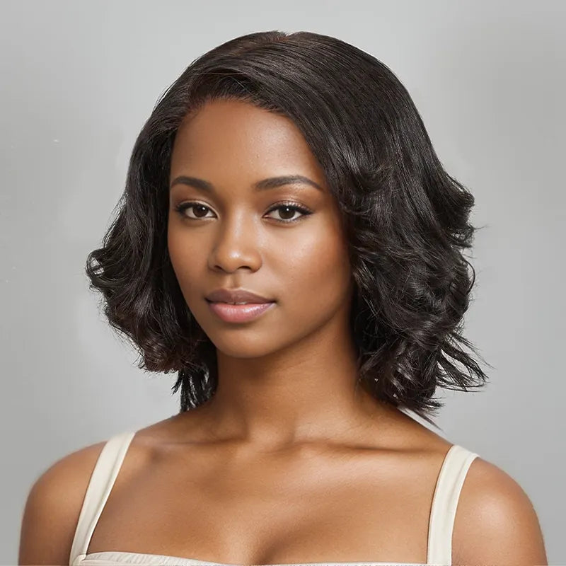 Lace wig with a 200 - density for a full and thick appearance7x5 13x4 Glueless Hair Stylist Special Design Bob Wavy Wig