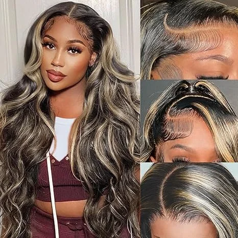 Adjustable - cap colored wig for a comfortable fitFast Delivery Lemoda 13x4 Skinlike Real HD Lace Frontal Wigs Human Hair Body Wave p1b/27 Highlight Ombre Color Wig