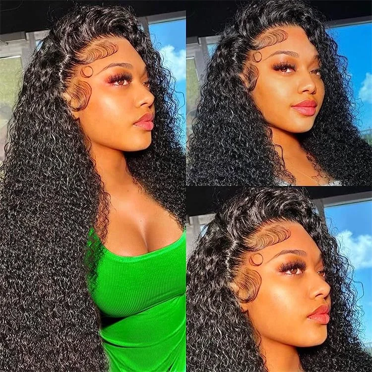 Colored wig with a side - part for a more flattering appearanceBrazilian Curly Wave Pre Plucked With Natual Hairline Human Hair 13x4 Lace front Wigs