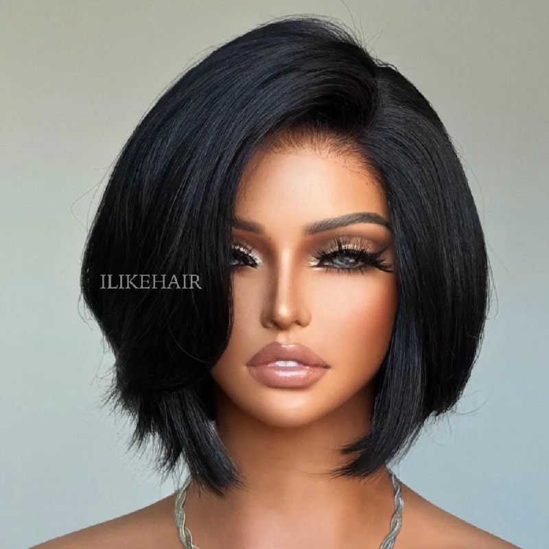 Full - lace wig with a natural - looking hairline for a seamless appearanceClassic & Chic Layered Cut Blowout Bob Lace Closure Glueless Wig