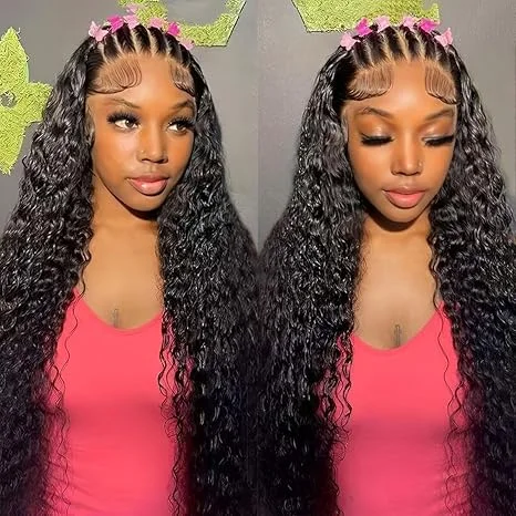 Colored wig with a wispy fringe for a soft and feminine lookCurly Pre Braided Lace Front Wig 13x6 Full Lace Pre Bleached Wig