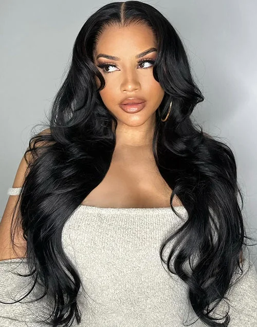 Synthetic lace wig with a heat - resistant formulaCurtain Bangs 7x5 Lace Loose Wavy Human Hair Wig Glueless Wig Trendy Style