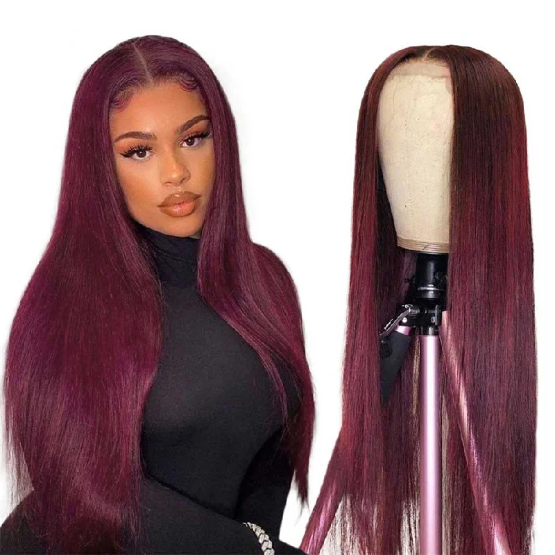 Colored wig with a curly texture for a bold and stylish choiceNo.5 Dachic Hair 13x4 Lace Frontal Human Hair Wigs 99j Colored Closure Wigs 180%