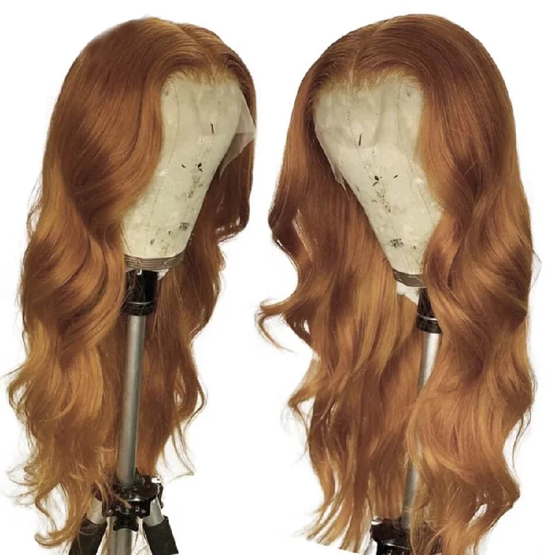 Adjustable - cap colored wig for a comfortable fitDachic Hair Ginger Blonde Colored 13x6 HD Lace Front Human Hair Wigs Body Wave Frontal Wigs 180%