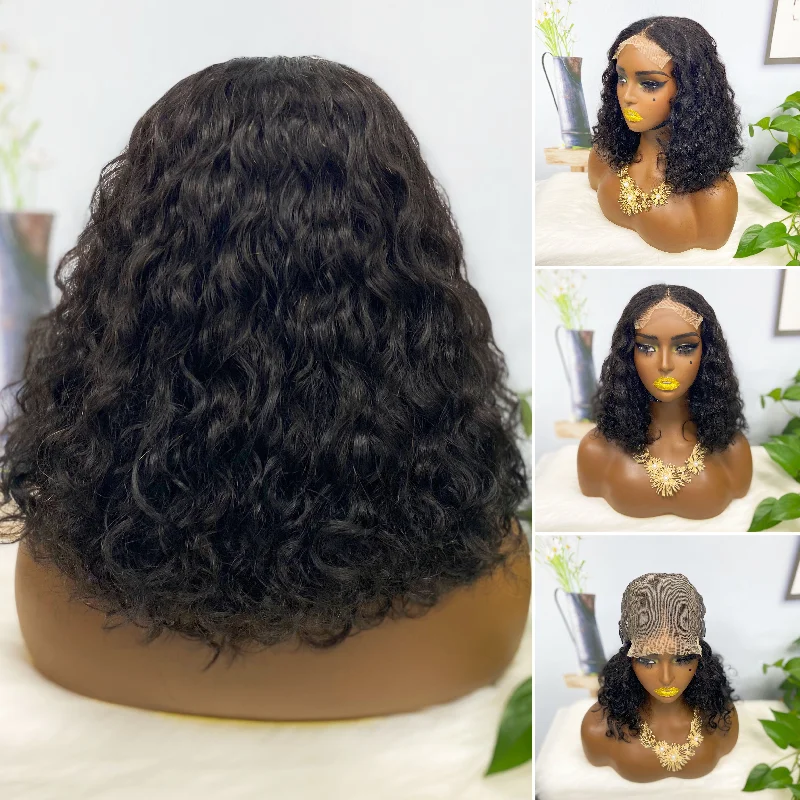 Lace wig with a natural - looking root for a more realistic lookDD 5x5 Glueless Wig WW  Natural Human Hair Lace Wigs Color 1B 14inch