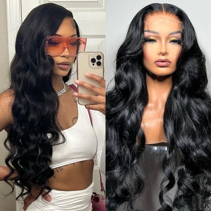 Colored wig with a pre - plucked hairline for a more natural lookFast Delivery Lemoda 13x6 Lace Frontal Wig Human Hair for Black Women Breathable HD Transparent Lace Body Wave Wig