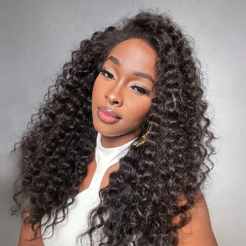 Lace wig with a side - part for a more flattering lookFluffy Wand Curls With 4C Kinky Edges HD Lace  Wig