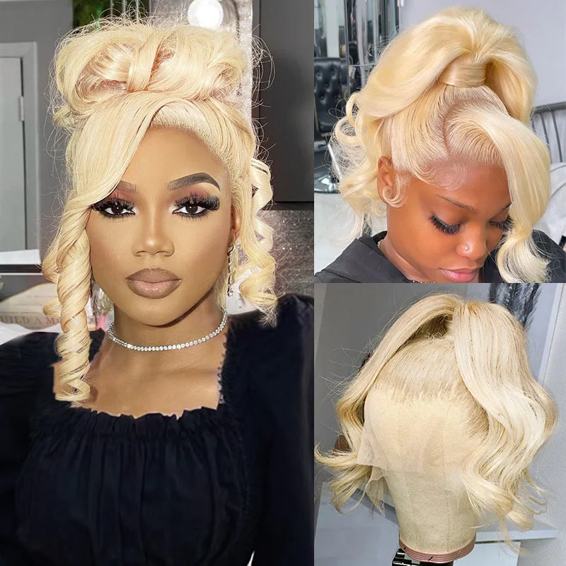 Virgin - human - hair wig with a natural - looking texture for a luxurious feel#613 Full Lace | 613 Blonde Body Wave Full Lace Wig 100% Virgin Human Hair