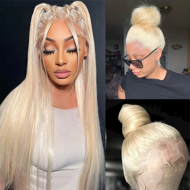 Human - hair wig with a side - swept bang for a sophisticated look#613 Full Lace | 613 Blonde Straight Full Lace Wig 100% Virgin Human Hair