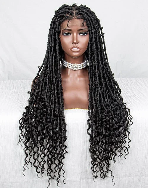 Lace wig with a silk - base cap for a comfortable and smooth feelFull Lace Wigs Handmade Locs Braided Wig 1B/27 Color Braid Hair