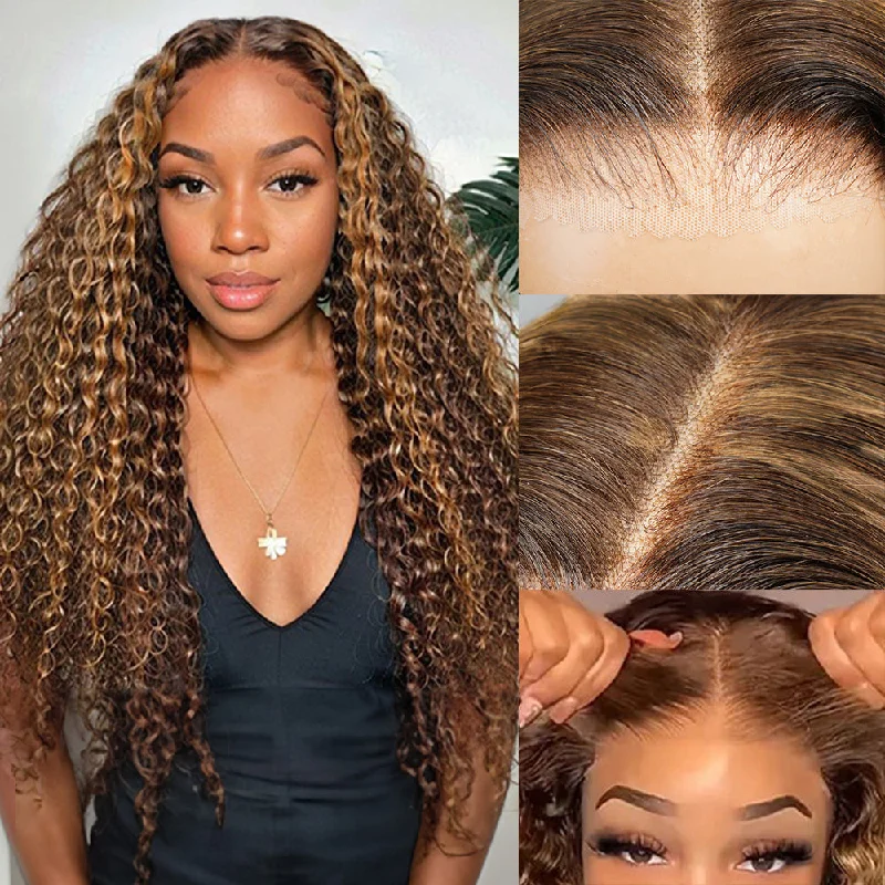 Lace wig with a straight texture for a sleek and minimalist lookSPECIAL SALE Ready to Go Glueless Wig Bleached Knots P4/27 Highlight Wig Curly Human Hair Wigs