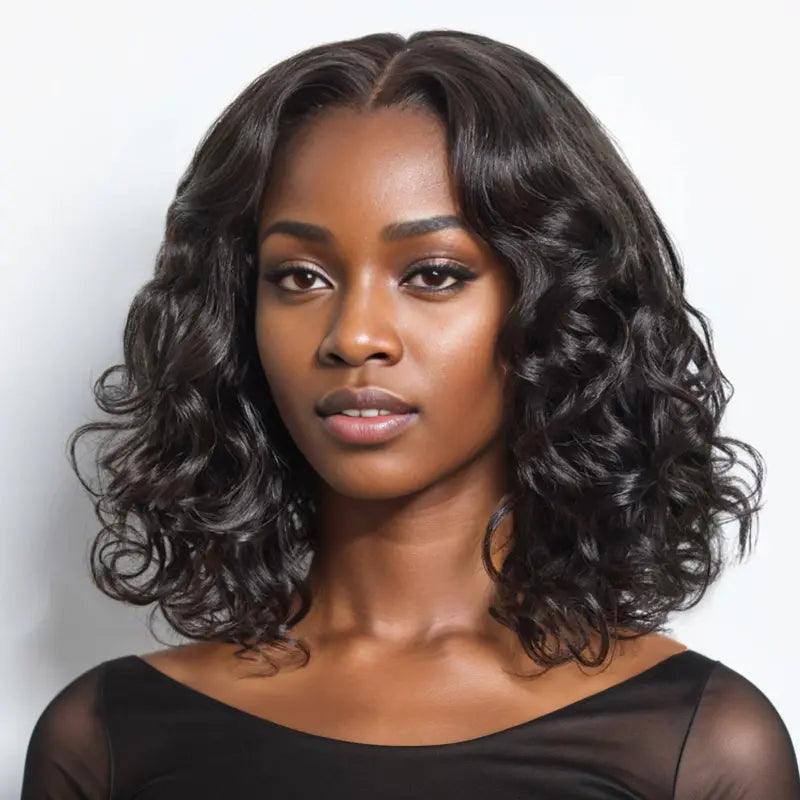 Lace wig with a curly texture for a bold and stylish choice7x5 13x4 Glueless Pre Plucked Bob Wig Human Hair Natural Wave