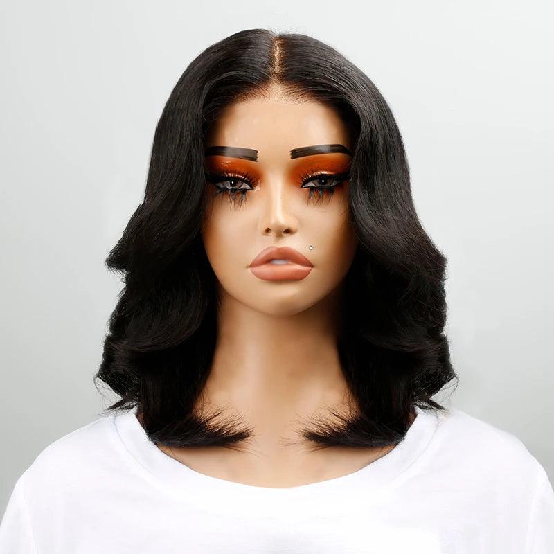 Lace wig with a side - swept bang for a sophisticated look7x5 13x4 Design Stylist Glueless Bob Wavy Wig Wear Go Human Hair