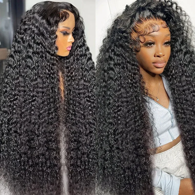 Peruvian - human - hair wig with a soft and manageable feelIshow Pre Cut Lace Glueless Lace Wigs Deep Wave Human Hair Wig 4x4 Lace Closure Wigs Ready To Wear HD Transparent Lace Wig