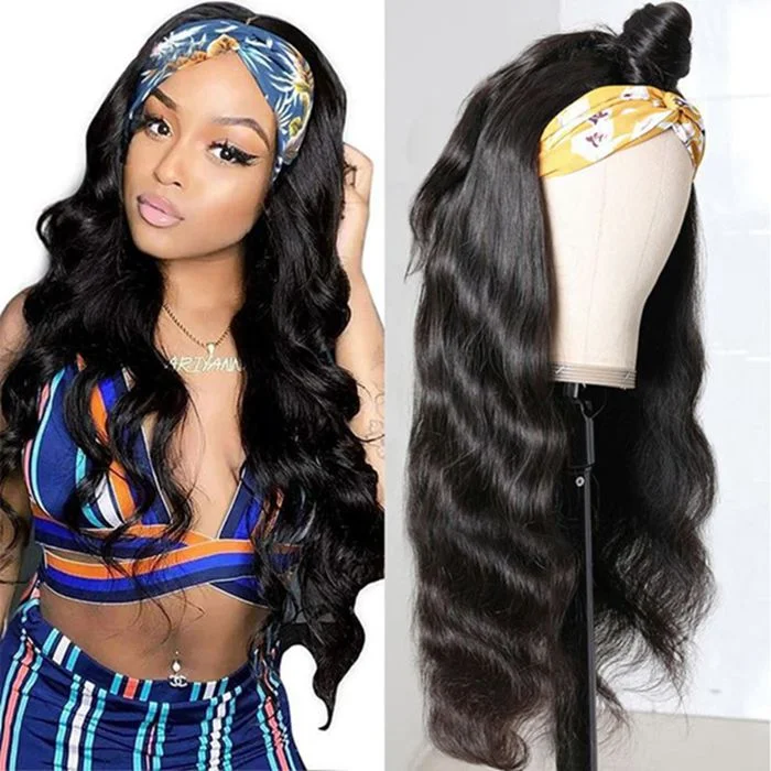 Brazilian - human - hair wig with a full and voluminous lookHeadband Wigs Body Wave Human Hair Head Scarf Human Hair Wigs