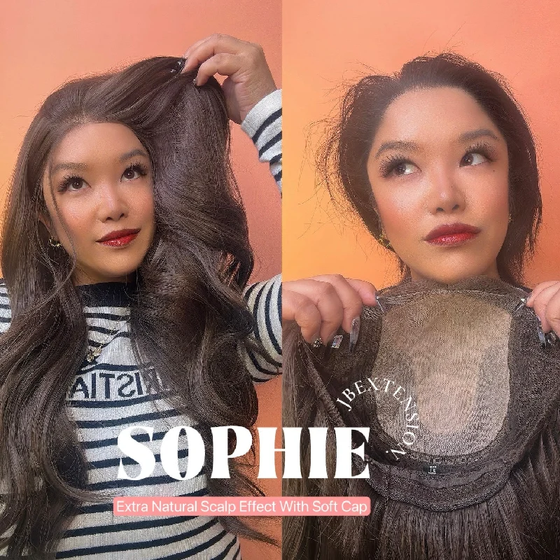 Lace wig with a silk - base cap for a comfortable and smooth feel[PRE-ORDER] HOT OF SEASON - 24 Inches 5X5 Frontlace Extra Natural Scalp Effect With Soft Cap Wig Cold Brown Curly Wig SOPHIE SILK TOP