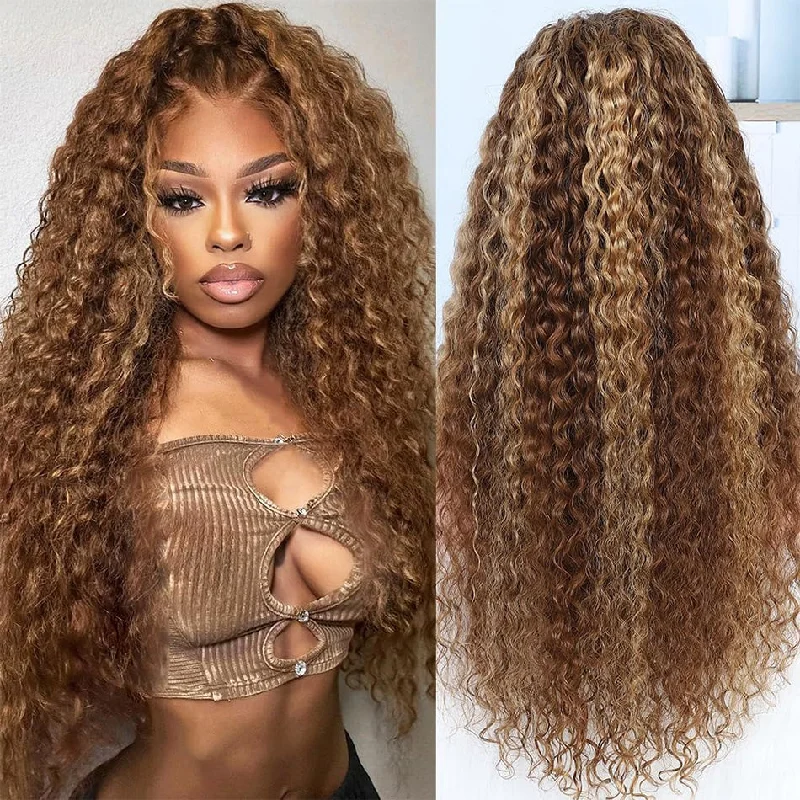 Adjustable - cap colored wig for a comfortable fitHot Star Highlight Colored 5x5 13x6 Lace Front Closure Curly 6x4 Glueless Put On And Go Human Hair Wigs