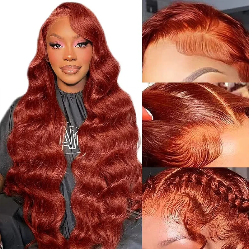 Colored wig with a curly texture for a bold and stylish choiceHot Star Auburn Colored HD Transparent 5x5 13x6 Lace Front Wigs 4x6 Glueless Ready To Wear Human Hair Wigs