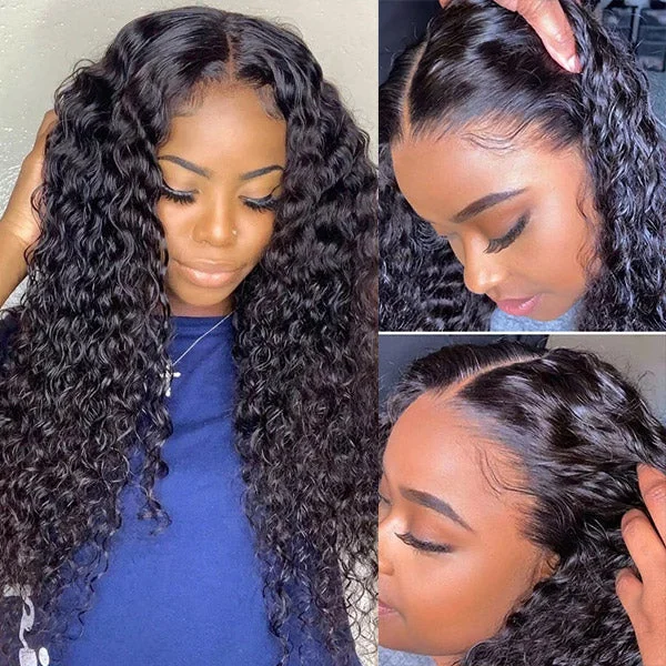 Human - hair wig with a curly texture for a bold and stylish choiceDeep Wave Wig 13x4 Lace Front Wig 200% Density Lace Frontal Wig Pre Plucked Human Hair Wigs