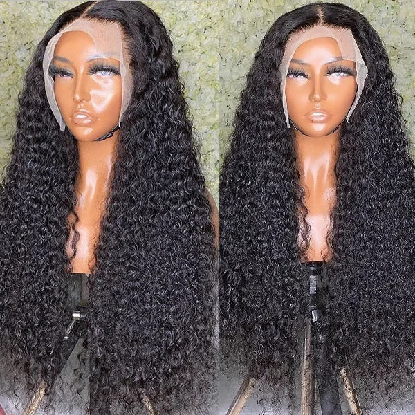 Malaysian - human - hair wig with a smooth and silky textureKinky Curly Lace Front Wigs 13x4 Lace Frontal Wig Curly Hair HD Transparent Human Hair Wigs