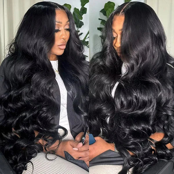 Malaysian - human - hair wig with a smooth and silky textureLong HD Undetectable 32" 34" 36" 38" 40" Glueless Human Hair Wigs, 180% Density 13x4 Straight Body Wave Loose Deep Wave Curly Lace Front Wig