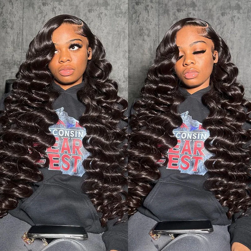 Adjustable - cap human - hair wig for a comfortable fitIshow Loose Deep Wave Wig 13x4 Lace Front Wig HD Lace Wigs 32 Inch Glueless Human Hair Wigs