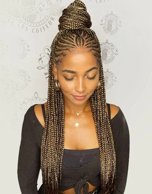 Lace wig with a straight texture for a sleek and minimalist lookMixied Honey Color 13x8 Lace Braids Wig for Women