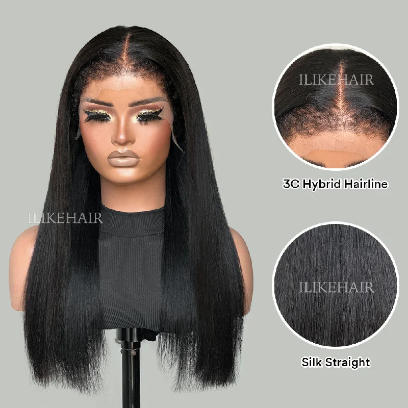 Full - lace wig with a natural - looking hairline for a seamless appearanceSilky Straight With Hybrid Hairline  HD Lace Ventilated Wig