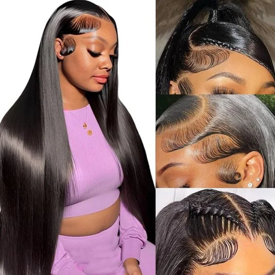 Colored wig with a pre - plucked hairline for a more natural lookLemoda 13x4 Lace Frontal wigs Human Hair Straight Natural Color Transprent Lace for Black Women