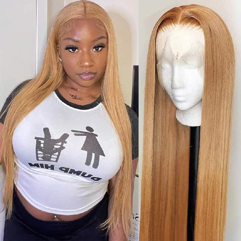 Colored wig with a blue - green ombre effect for a unique and trendy appearanceSUPER DEAL ! Hot Star Honey Blonde Colored 13x6 Lace Front Human Hair Wigs