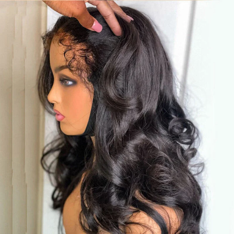 Human - hair wig with a pre - bleached knot for a natural - looking scalp4C Edges Hairline Invisible Glueless Body Wave 13x4/13x6 Lace Frontal Wigs