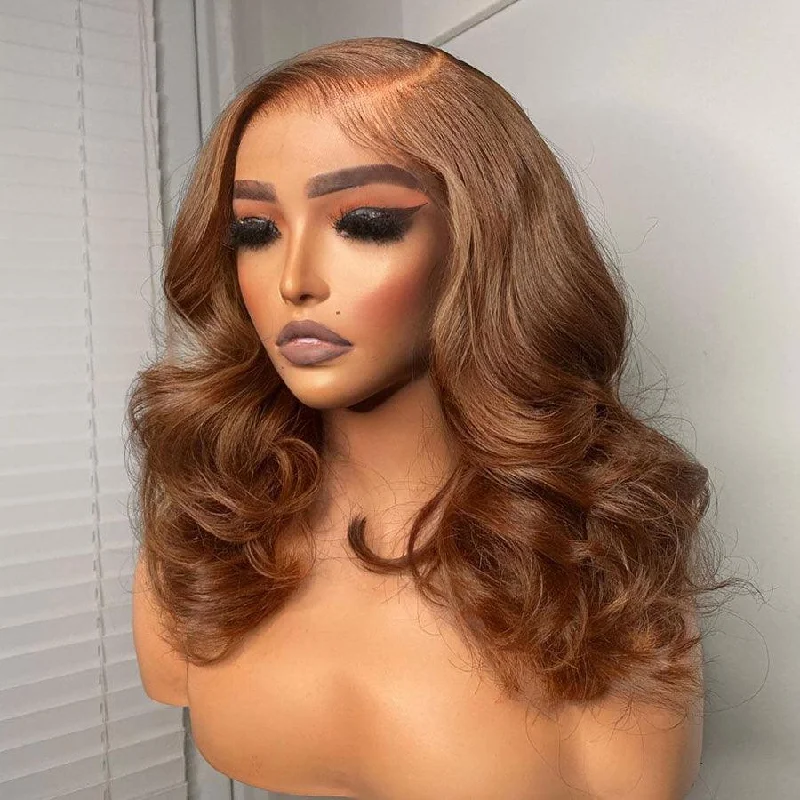 Lace wig with a 200 - density for a full and thick appearanceUpgrade 9X6 Wear Go Glueless Wig Honey Brown HD Lace Wigs Body Wave