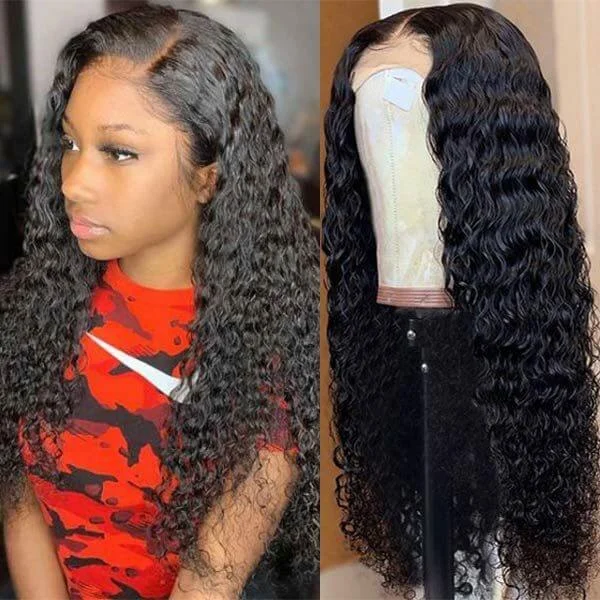 Human - hair wig with a straight texture for a sleek and minimalist lookWater Wave Lace Closure Wigs Human Hair Lace Wigs For Black Women 10A Grade 180% Density