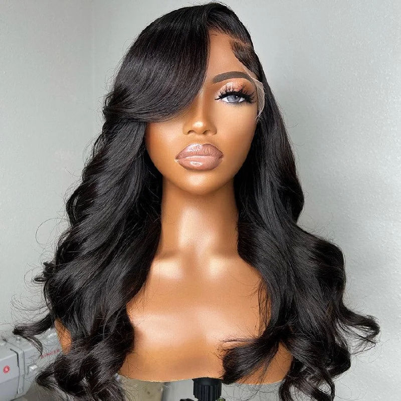 Lace wig with a side - swept bang for a sophisticated lookWOWANGEL 13X4 HD Lace Frontal Wigs Premium Raw Hair Body Wave