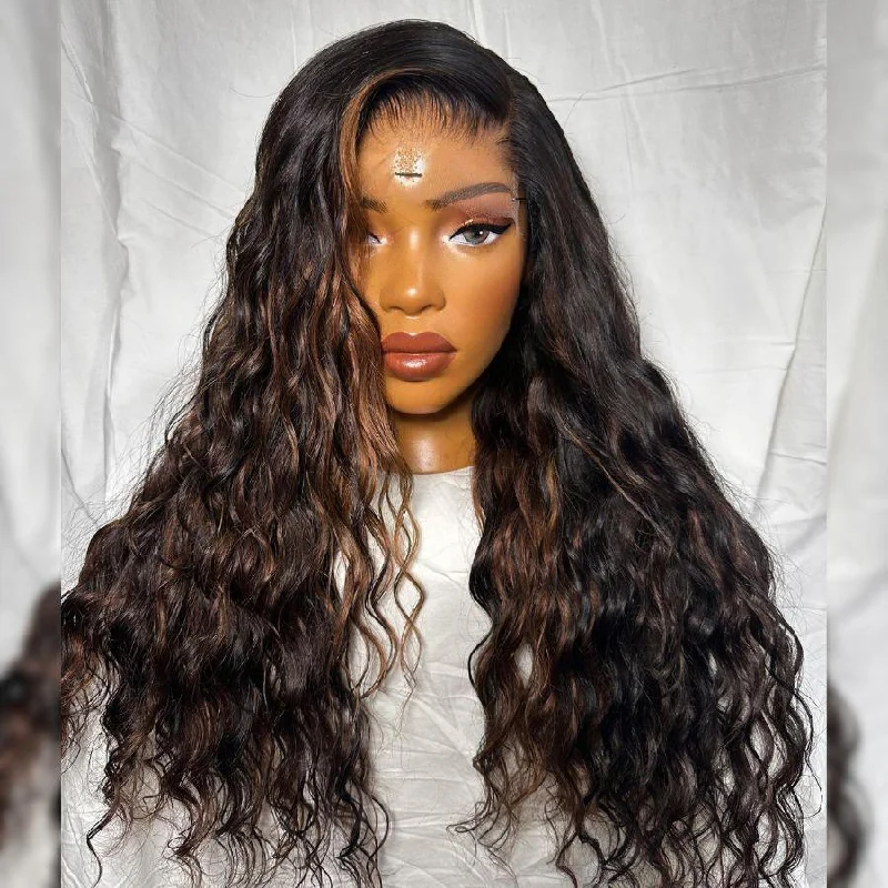 Lace wig with a wavy texture for a beachy lookWOWANGEL Highlight 6x6 HD Lace Closure Wig Nature Wave Plucked Glueless Wig