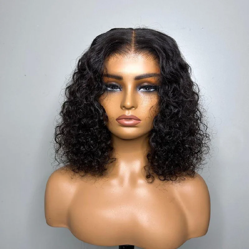 Lace wig with a side - swept bang for a sophisticated lookWOWANGEL Pre-Everything Curly Bob 9X6 Wear Go Glueless HD Lace Wig