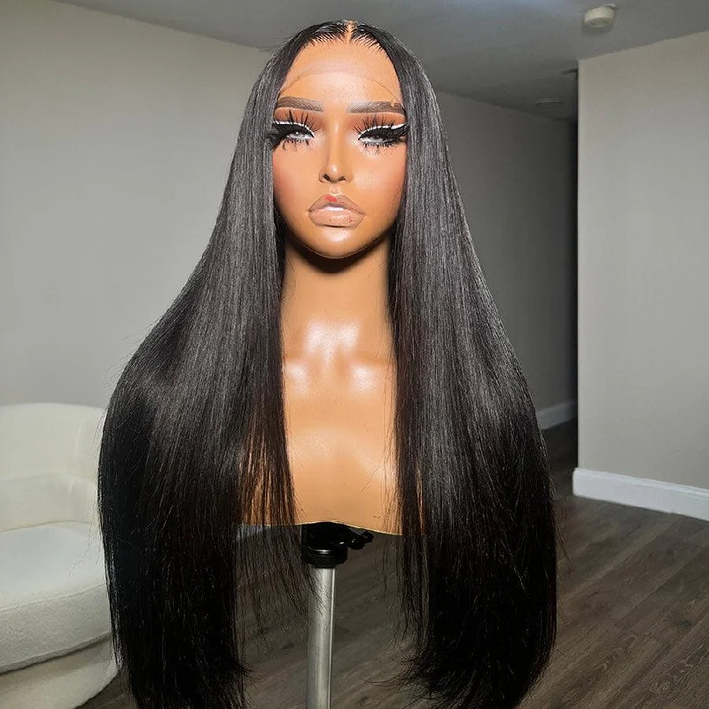 Lace wig with a middle - part for a classic and elegant styleWOWANGEL Premium Raw Hair 13X4 HD Lace Frontal Wigs Straight Closure Wig